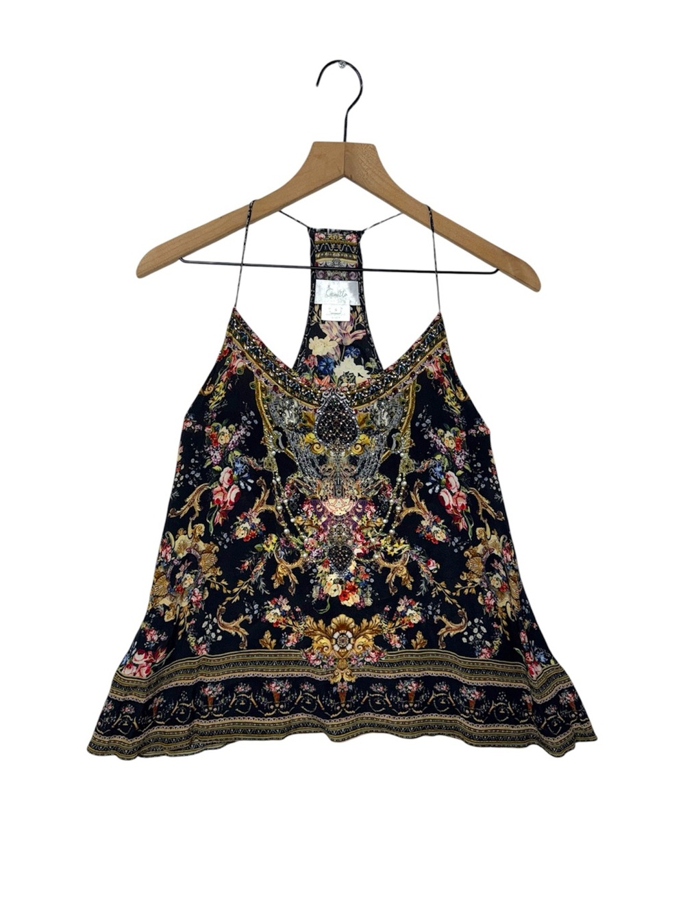 Camilla 2018 Hampton Hive Silk Rhinestone Embellished Camisole Floral Garden Top - Picture 1 of 11